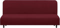 U-NICE HOME Stretch Futon Cover Armless Bed Slipcover - Soft Jacquard Fabric Washable for Pet Friendly, Burgundy