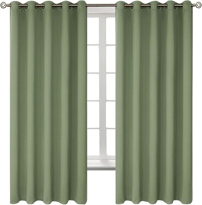 BGment Room Darkening Curtains 63 Inches Long - Grommet Thermal Insulated Drapes Window Treatment Curtains for Bedroom, 2 Panels, 70 x 63 Inch, Grass Green