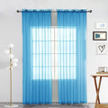 SpaceDresser Basic Rod Pocket Sheer Voile Window Curtain Panels Cyan Blue 1 Pair 2 Panels 52 Width 108 Inch Long for Kitchen Bedroom Children Living Room Yard(Cyan Blue,52 W x 108 L)