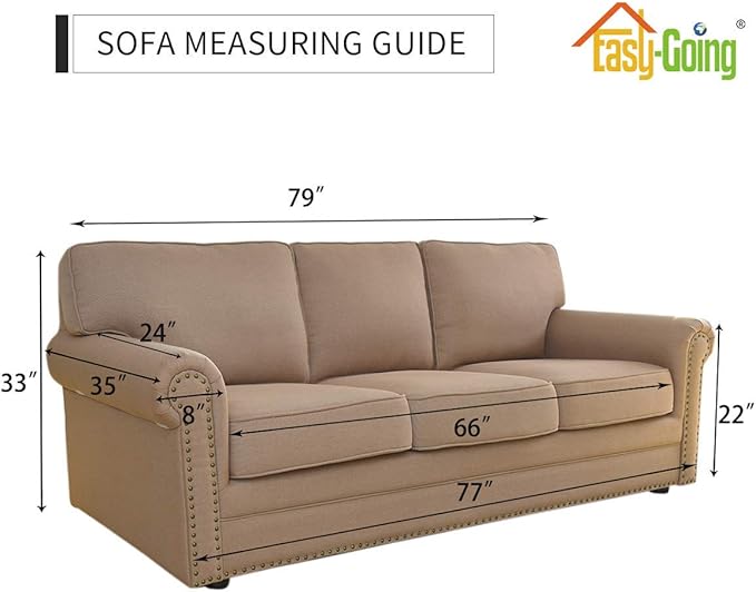 Easy-Going Stretch Sofa Slipcover 1-Piece Sofa Cover Furniture Protector Couch Soft with Elastic Bottom for Kids, Polyester Spandex Jacquard Fabric Small Checks (Sofa, Bluestone)
