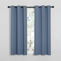NICETOWN Kitchen Curtains with Grommet Top, Privacy & Room Darkening Thermal Insulated Draperies for Boys Bedroom, Nursery (Stone Blue, 34" Wide by 54" Long, Set of 2)
