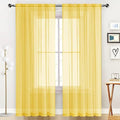 SpaceDresser Sheer Voile Window Treatment Rod Pocket Curtain Panels for Kitchen Bedroom Living Room Drapes Sunlight Filtering Privacy Semi Home Decor Assorted Colors Sizes (Yellow, 52 W x 108 L)