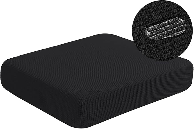 Water Repellent Sofa Cushion Slipcovers, Stretch Spandex Couch Cushion Covers, Furniture Protector Slipcovers Slip Cover for Sofa Seat (Loveseat Cushion, Black)