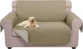 U-NICE HOME Loveseat Sofa Cover Reversible Couch Cover for Dogs with Elastic Straps Water Resistant Furniture Protector for Pets Couch Cover for 2 Cushion Couch (Loveseat, Light Camel/Beige)