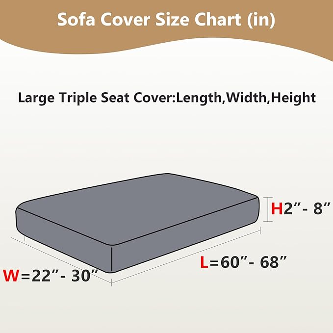 Couch Cushion Covers for Sofa Couch Covers Wear-Resistant Universal Sofa Cover Washable Stretch for Sectional Slipcovers (Texture-Cream White,Large Triple Seat Cover)