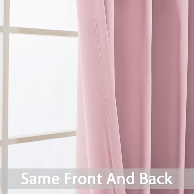 Yakamok Wide Thermal Blackout Patio Door Curtain Panel, Pink Grommet Sliding Door Insulated Curtains, Extra Wide Curtains for Sliding Glass Door, Pink, W52 x L84, 1 Panel