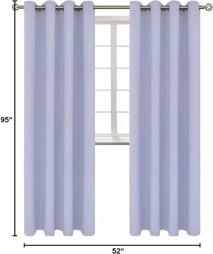 BGment Room Darkening Curtains 95 Inches Long - Grommet Thermal Insulated Drapes Window Treatment Curtains for Bedroom, 2 Panels, 52 x 95 Inch, Lavander