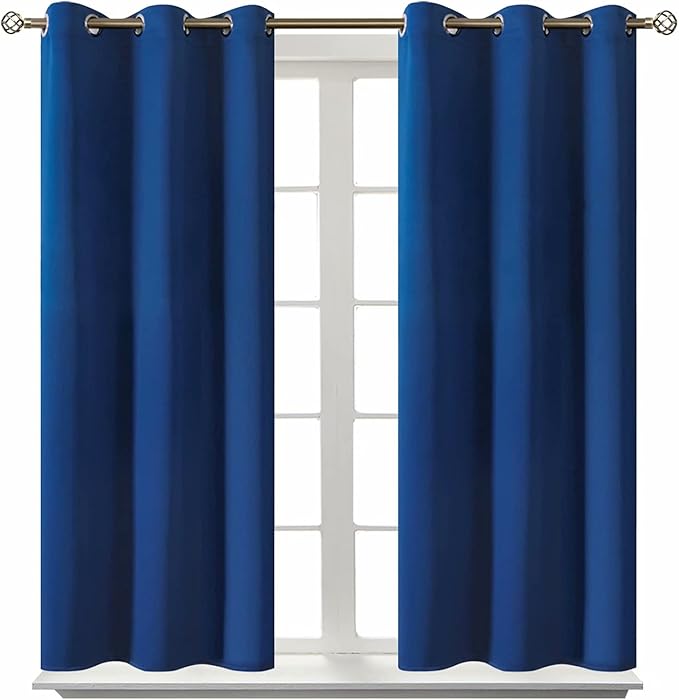 BGment Blackout Curtains for Bedroom - Grommet Thermal Insulated Room Darkening Curtains for Living Room, 38 x 54 Inch, 2 Panels, Royal Blue