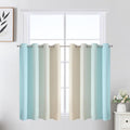 Estelar Textiler Beige and Aqua Ombre Short Blackout Cafe Curtains 36 Inch Length, Thermal Insulated Grommet Small Half Window Drapes for Kitchen/Basement/RV Camper, 52Wx36L, 2 Panels