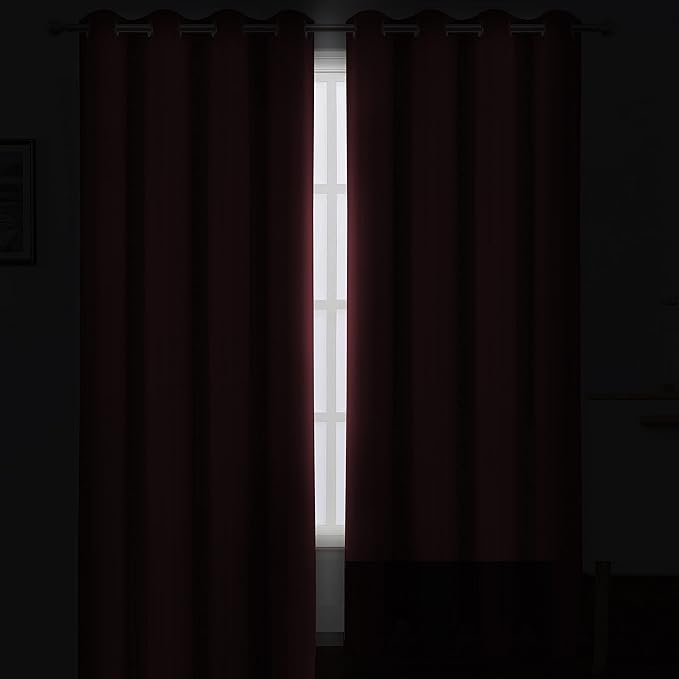 LEMOMO Burgundy Red Thermal Blackout Curtains/52 x 84 Inch/Set of 2 Panels Room Darkening Curtains for Bedroom