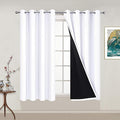 Yakamok Pure White 100% Blackout Curtains Energy Saving Thermal Insulated 2 Thick Layers Completely Blackout Drapes with Black Liner for Bedroom (52Wx54L, Pure White, 2 Panels)
