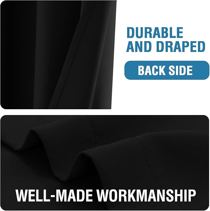 H.VERSAILTEX Doorway Curtain Blackout Closet Door Curtain Room Divider Window Treatment Curtain for Bedroom Thermal Insulated Privacy Drape Soundproof Grommet, 42 x 80 inches, 1 Panel, Black