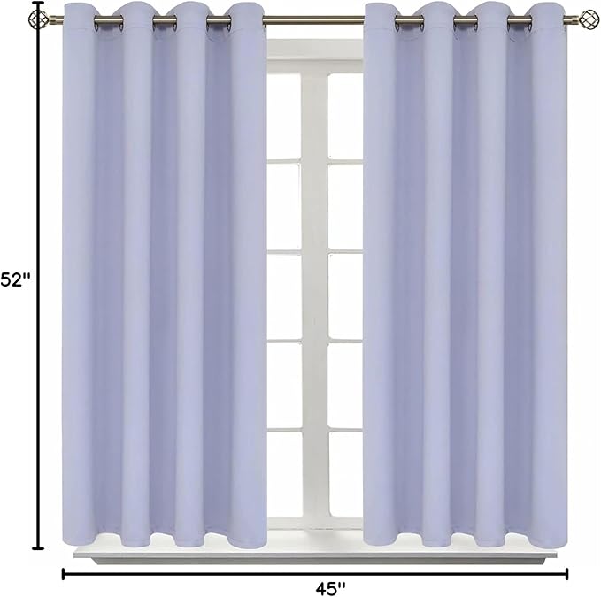 BGment Room Darkening Curtains 45 Inches Long - Grommet Thermal Insulated Drapes Window Treatment Curtains for Bedroom, 2 Panels, 52 x 45 Inch, Lavander