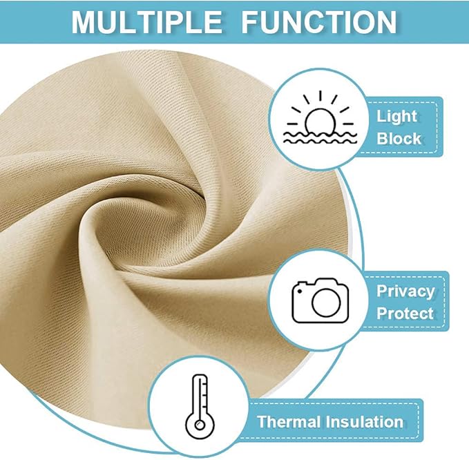 RYB HOME Kitchen Curtains Over Sink 36 inch Length, Rod Pocket Summer Light UV Blocking Energy Efficient, Cabinet Shelf Cupboard Coverings, Width 29 by Length 36, Biscotti Beige, 2 Panels