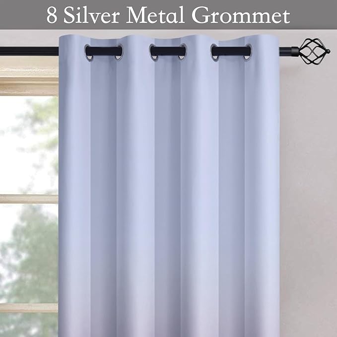 SimpleHome Ombre Room Darkening Curtains for Bedroom, Light Blocking Grey White to Lavender Purple Thermal Insulated Grommet Window Curtains/Drapes for Living Room,2 Panels, 52x84 inches Length