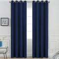 Yakamok Blackout Curtains Room Darkening Thermal Insulated Window Panels,Solid Grommet Top Drapes for Bedroom/Living Room(52Wx90L, Navy Blue, 2 Panels)