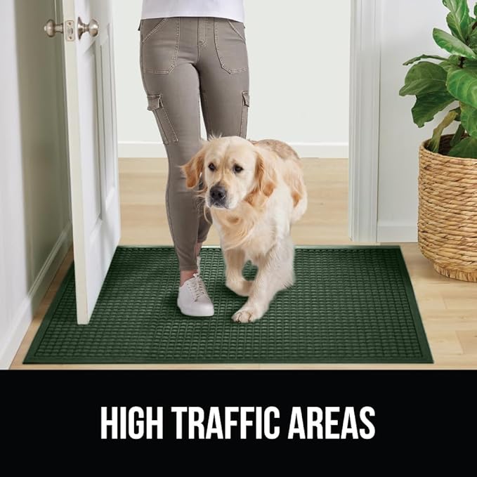 GORILLA GRIP® Ultra Absorbent Front Door Mat Outside Entrance, 47x35, Traps Dirt and Moisture, HydroABSORB Indoor Outdoor Doormat Holds Up to 6 Cups Water, Stain and Fade Resistant Welcome Mat, Green