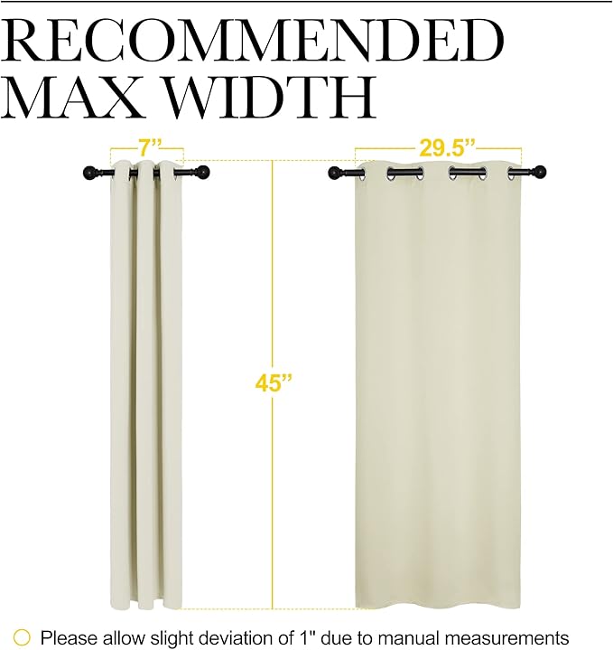 NICETOWN Room Darkening Curtain Panels for Cafe, Thermal Insulated Grommet Top Room Darkening Draperies/Drapes for Window (Beige, 2 Panels, W34 x L45)