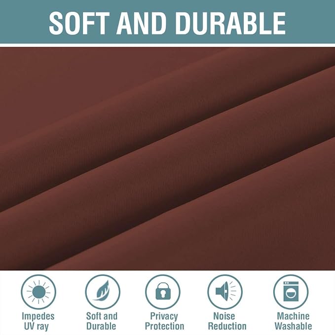 H.VERSAILTEX Blackout Curtain for Living Room Small Window Kitchen Blackout Curtains 45 inch Length Energy Saving Solid Grommet Blackout Drape, One Panel, Rust, 52" W x 45" L