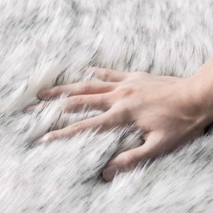 MIULEE Luxury Super Soft Fluffy Area Rug Faux Fur Sheepskin Rug Decorative Plush Shaggy Carpet for Bedside Sofa Floor Nursery 2 x 6 Feet, Gradient Grey