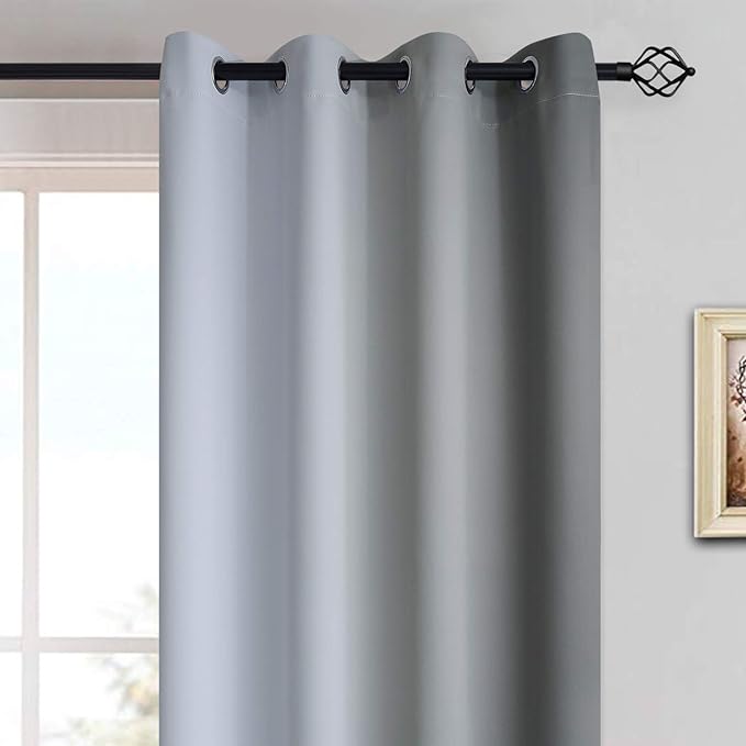 Yakamok 84 Inch Length Gray and Greyish White Gradient Color Ombre Curtains for Bedroom, Room Darkening Thermal Insulated Grommet Window Drapes for Living Room (2 Panels, 52x84 Inch)
