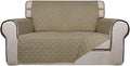PureFit Reversible Quilted Sofa Cover, Water Resistant Medium Slipcover Furniture Protector, Washable Couch Cover with Non Slip Foam and Elastic Straps for Kids, Dogs, Pets (Loveseat, Beige/Beige)