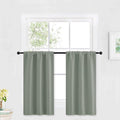 RYB HOME Blackout Cafe Curtains 30 inch Length, Short Light UV Heat Blocking Energy Saving Privacy Curtain Tiers for Basement Bathroom Kitchen Window, Width 29 by Length 30, Greyish Green, 2 Panels