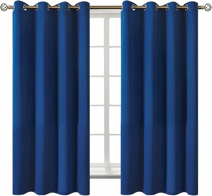 BGment Blackout Curtains for Bedroom - Grommet Thermal Insulated Room Darkening Curtains for Living Room, 52 x 63 Inch, 2 Panels, Royal Blue