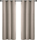 Yakamok Blackout Curtains Room Darkening Thermal Insulated Window Panels,Solid Grommet Top Drapes for Bedroom/Living Room(42Wx72L, Natural, 2 Panels)