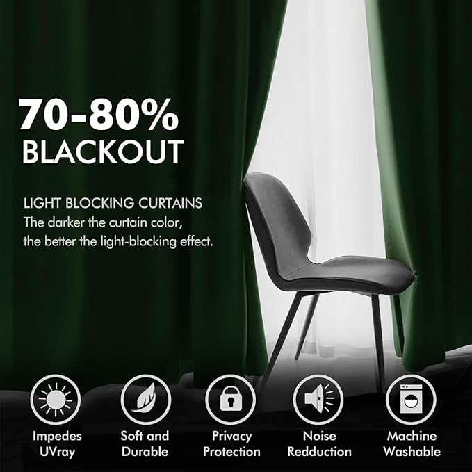 MIULEE Christmas Velvet Curtains Emerald Green Elegant Grommet Curtains Thermal Insulated Soundproof Room Darkening Curtains/Drapes for Classical Living Room Bedroom Decor 52 x 63 Inch Set of 2