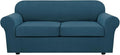 H.VERSAILTEX 3 Piece Stretch Sofa Covers for 2 Cushion Sofa Couch Covers for Living Room Sofa Slipcovers (Base Cover Plus 2 Seat Cushion Covers) Thicker Jacquard Fabric(Large Sofa, Deep Teal)