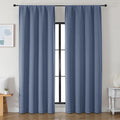 Simplebrand Ava Denim Blackout Curtains for Bedroom 90 Inches Long 2 Panels Set, Solid Privacy Energy Saving Living Room Window Treatment Curtains Blackout Drapes, W50 x L90 Inch, Denim