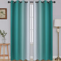 SimpleHome Ombre Room Darkening Curtains 82 inches Length for Bedroom,Grommet Gradient Light Blocking Teal Window Curtains for Living Room,2 Panels, 52x82 inches