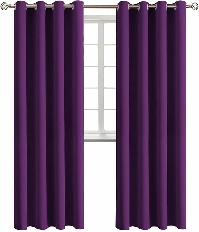 BGment Blackout Curtains - Grommet Thermal Insulated Room Darkening Bedroom and Living Room Curtain, Set of 2 Panels (52 x 95 Inch, Royal Purple)