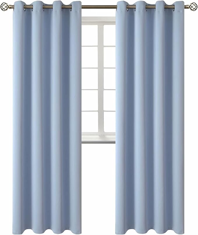 BGment Blackout Curtains for Living Room - Grommet Thermal Insulated Room Darkening Curtains for Bedroom, 2 Panels of 52 x 95 Inch, Spa Blue