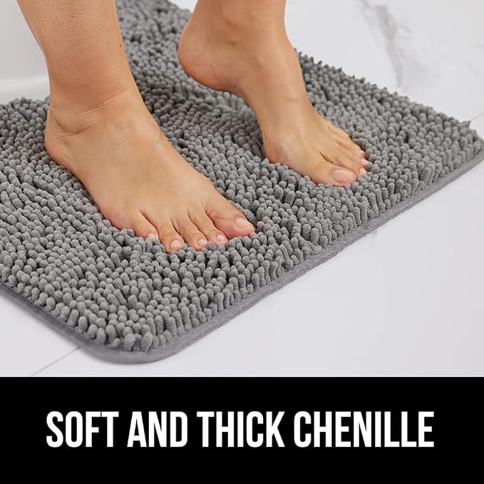Bath Rug 44x26 Inch Thick Chenille, Quick Dry Microfiber, Rubber Backing