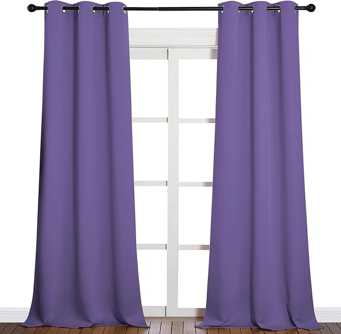 NICETOWN Patio Glass Door Blackout Curtains for Bedroom/Living Room, Privacy Panel Drapes for Dining Room and Guest Room (Lilac Purple, 42 inches Wide x 90 inches Long, 1 Pair)