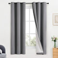 Yakamok Grey Room Darkening 100% Blackout Curtains Grommet Window Treatments with 2 Thick Layers-Gray Thermal Insulated Drapes Set of 2 Panels for Bedroom Living Room 38 Inches by 63 Inches Length
