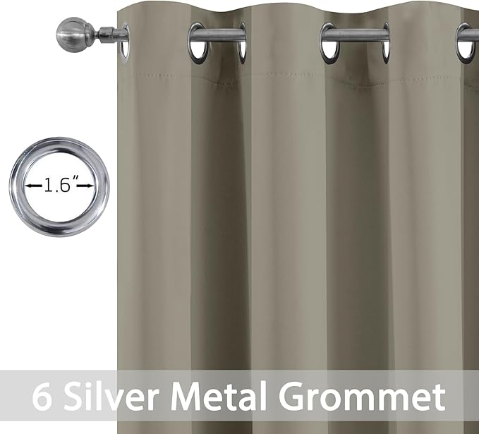 Yakamok Premium Room Darkening Thermal Insulated Curtains for Bedroom/Living Room - Classic Grommet Top (2 Panels, Taupe, 38 Inch by 72 Inch)