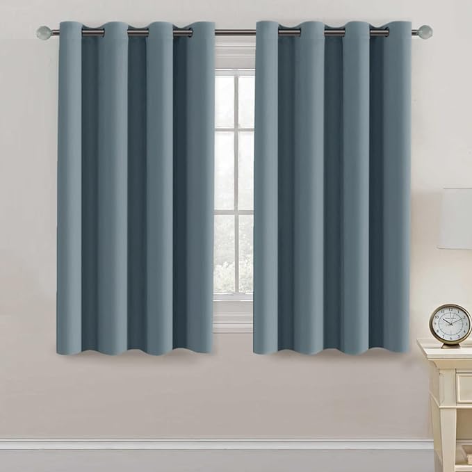 H.VERSAILTEX Blackout Curtain for Living Room Thermal Insulated Window Treatment Curtain 54 inch Length Energy Saving Solid Grommet Top Blackout Drape, One Panel, Stone Blue, 52" W x 54" L