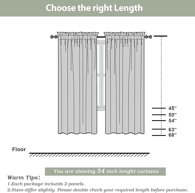 OWENIE Sheer White Curtains Living Room 54 inches Long, Rod Pocket Curtain Sheers Bedroom, Light Filtering Voile Panels Drapes Small Window Treatments 2 Panels, 42" W x 54" L, White