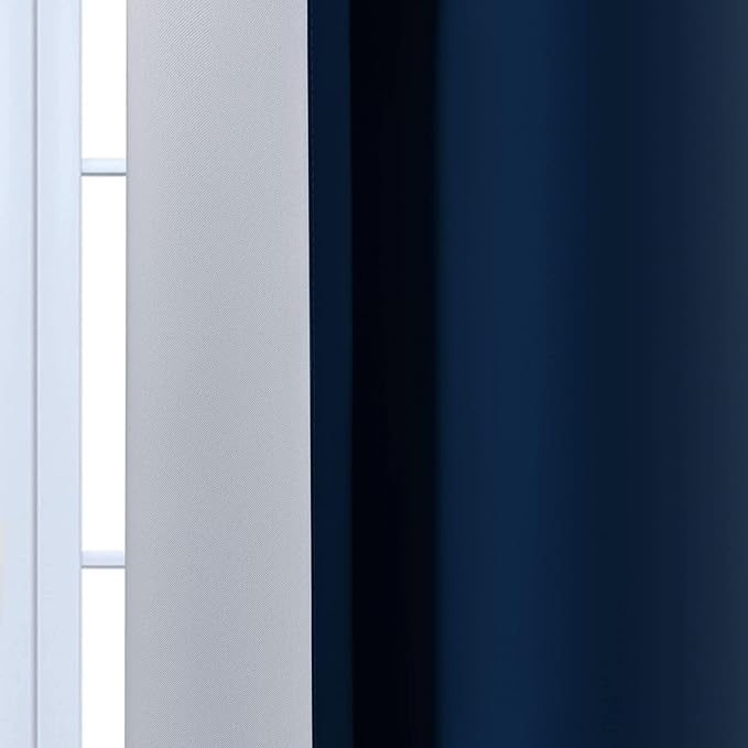 Yakamok Room Darkening Ombre Curtains,Thermal Insulated Grommet Window Drapes, Light Blocking Gradient Color Curtains for Bedroom(Blue and Greyish White, 70x63 Inch, Set of 2)