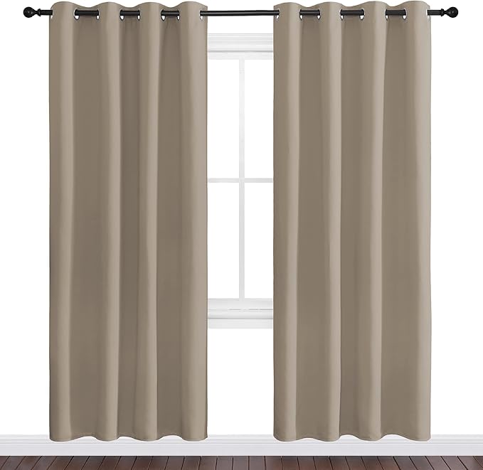 NICETOWN Taupe Blackout Curtains 78" Long for Office, 55" Wide, 2 Pieces, Dining Room, Guest Room, Sound Reducing Heat and Cold Block Curtain Panels for Modern Room Decorative