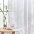 YJ YANJUN Vintage Lace Curtains 72 Inches Long- Victorian Floral Pattern White Sheer Curtain Panels for Patio Door Living Room Bedroom,Light Filtering, French Country Drapes 2 Panels 52W x 72L