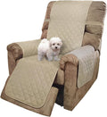 U-NICE HOME Recliner Chair Covers Reversible Quilted Water Repellent Pet Protectors with Elastic Straps (23''Recliner Small, Sand/Beige)