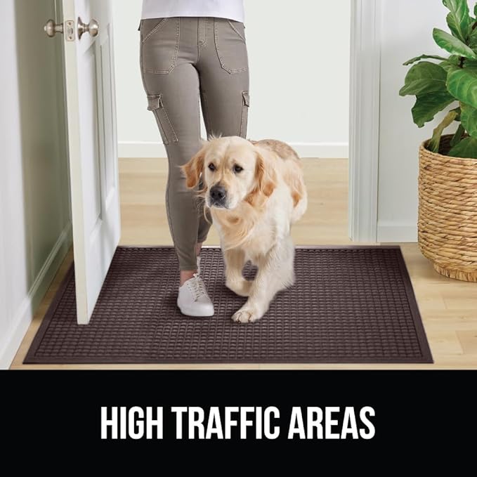 GORILLA GRIP® Ultra Absorbent Front Door Mat Outside Entrance, Traps Dirt and Moisture, HydroABSORB Indoor Outdoor Doormat Holds Up to 1.7 Cups Water, Stain and Fade Resistant Welcome Mat 29x17 Coffee