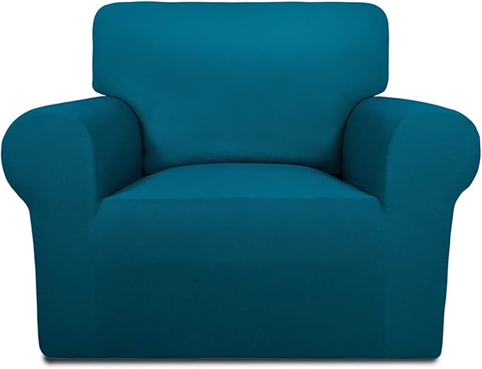 PureFit Super Stretch Chair Sofa Slipcover – Spandex Non Slip Soft Couch Sofa Cover, Washable Furniture Protector with Non Skid Foam and Elastic Bottom for Kids, Pets （Chair, Peacock Blue）
