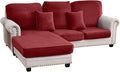Couch Cover 3-Piece Elastic Velvet Couch Cushion Covers & Chaise Slipcovers for L-Shaped Sofas, Sofa Seat Covers Washable, Soft Cover for Couches (2 Seater + Chaise, Christmas Red)