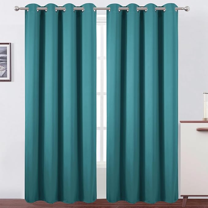 LEMOMO Blackout Curtains 52 x 120 Inch Long Sea Teal Curtains Set of 2 Panels Room Darkening Curtains for Bedroom and Living Room