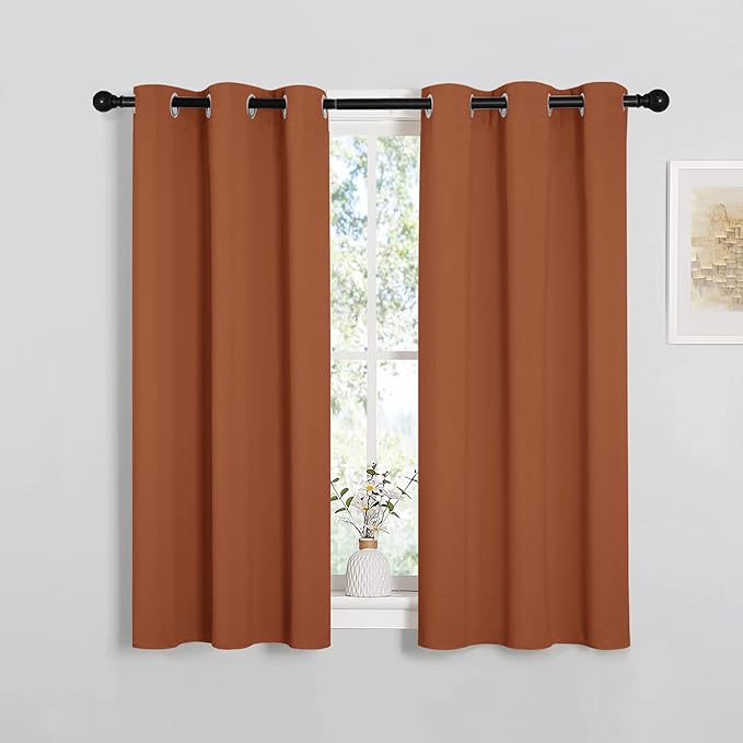 NICETOWN Window Curtains Blackout Drapes, Thermal Insulated Christmas Decorative Blackout Curtains/Draperies for Laundry Room (One Pair, 34 by 45-inch, Burnt Orange)